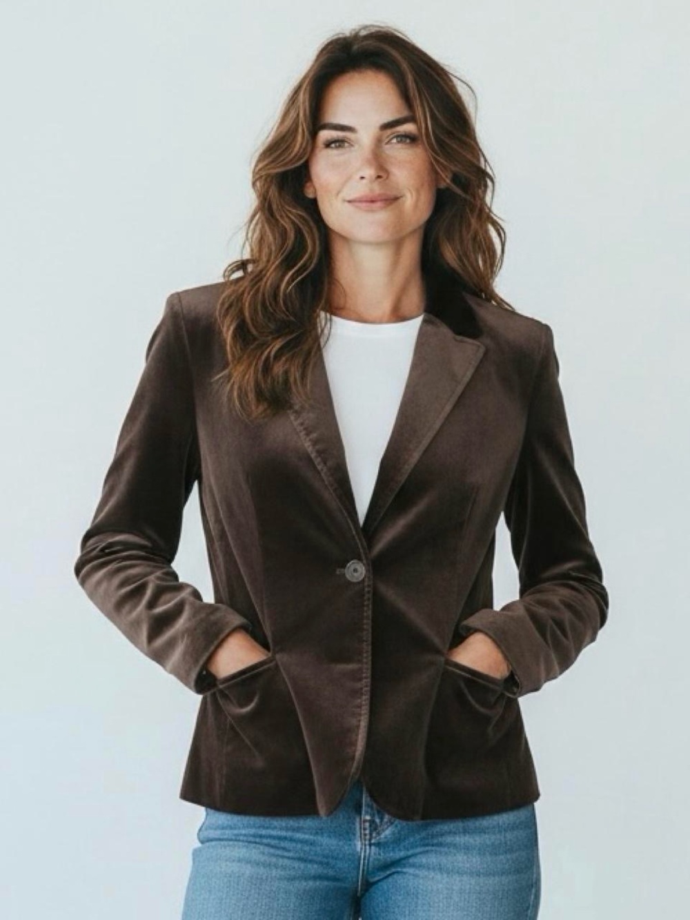 Anne Klein Dk Grey Velvet Two Button Blazer Size 8